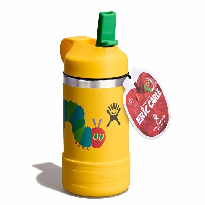 kids-12-oz-bottle-world-of-eric-carletm-q2 le26-w12-1000-kids-12-oz-wide-straw-cap-and-boot-yellow-caterpillar-angled-lid-open-withtag_1.jpg